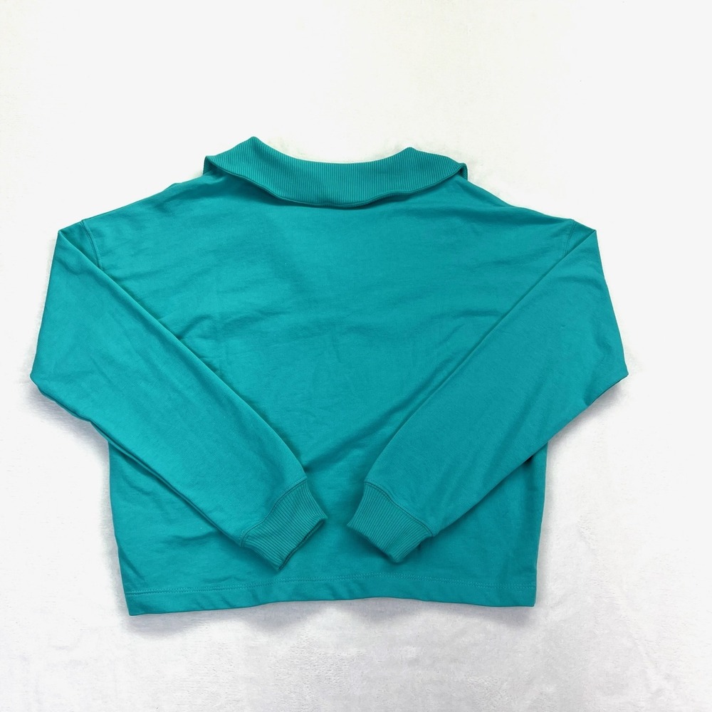C&C California Pullover Women S Teal Nautical Shawl Collar Cropped Sweatshirt - Picture 5 of 8
